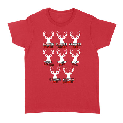 Funny Christmas Reindeer Hunter Shirt, Deer Hunter Gift D02 NQS2460 Standard Women's T-shirt
