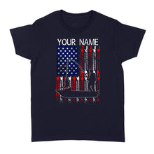 Load image into Gallery viewer, American flag fisherman kayak fishing custom name US fishing rod D05 NQS1244 - Standard Women's T-shirt