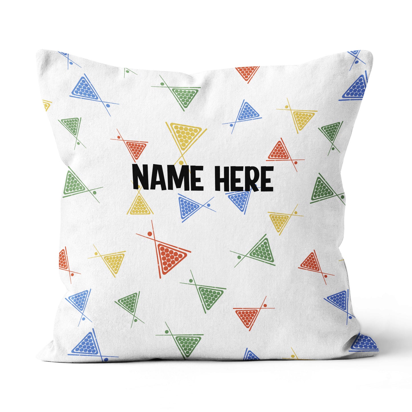Funny Colorful Billiards Cue And Balls Pattern Custom Name White Pillow TDM0863