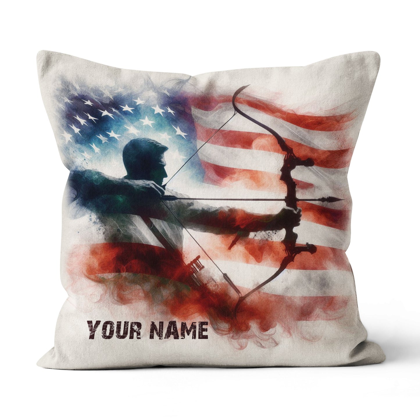 Vintage Smoke Us Flag Archer Custom Pillows, Patriotic Archery Pillows TDM0828
